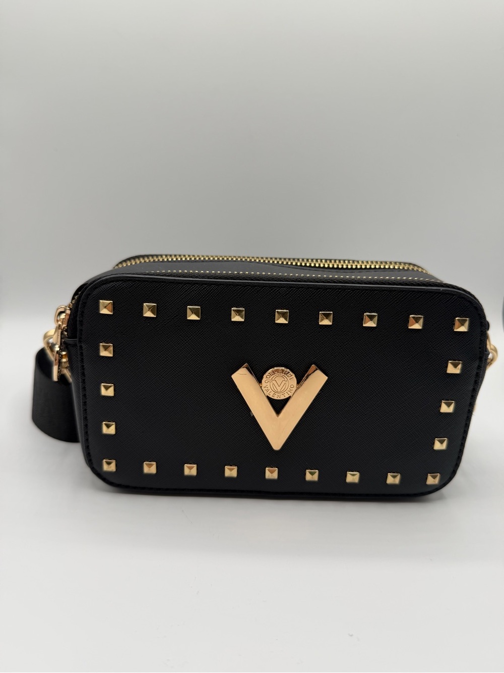 Valentino Black Crossbody Bag with Gold Studs
